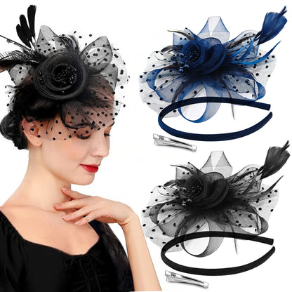 Sanas Fascinator Flower Headband for Women - 2Pcs