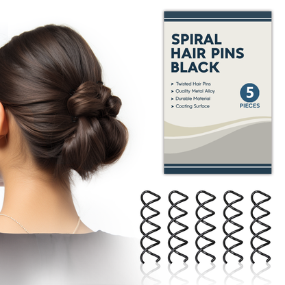 Sanas Spiral Clip Pins Black - 5Pcs