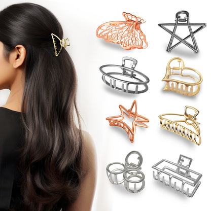 Sanas Hollow Minimalistic Metal Hair Clip - 8Pcs