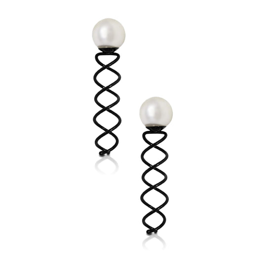 Sanas Spiral Pearl Hair Pins Decoration Stylish for Girls & Women Black