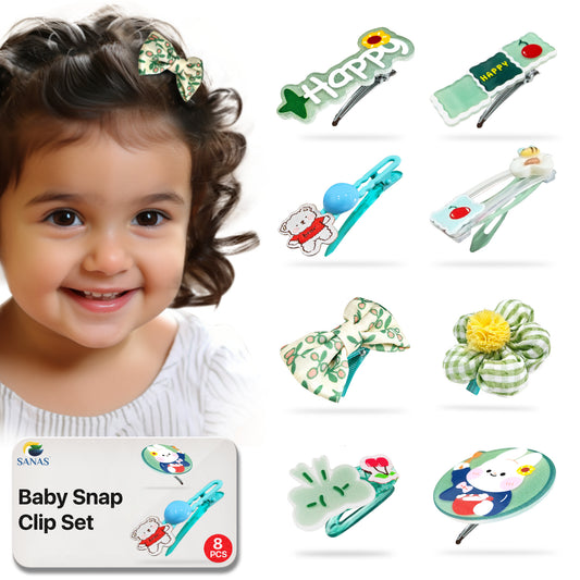 Sanas Green Baby Floral Barrette Hair Pins - 8Pcs