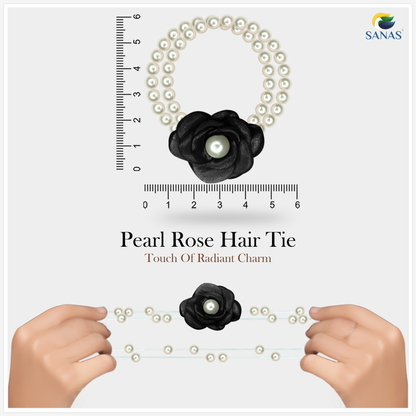 Sanas Floral Hair Tie With Pearl - 4Pcs