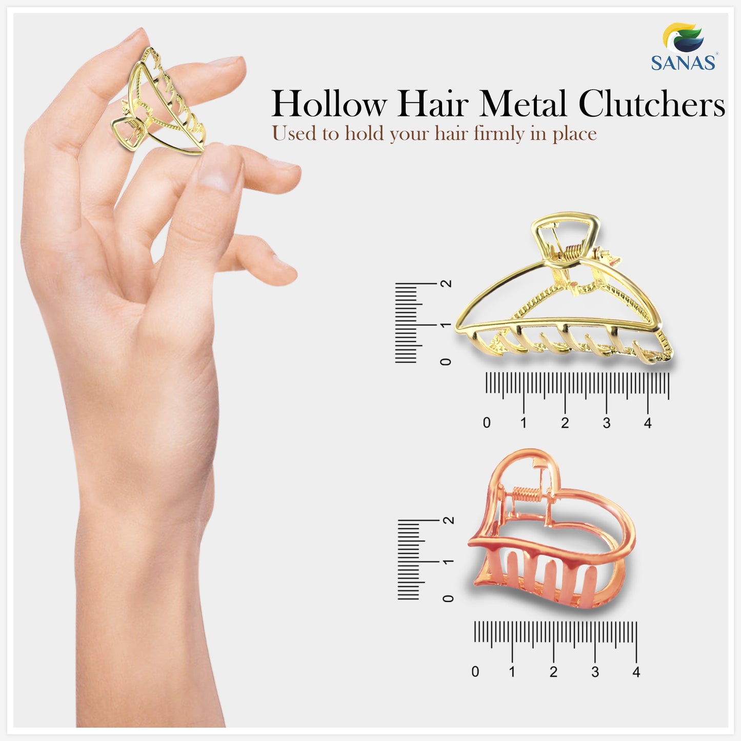 Sanas Hollow Minimalistic Metal Hair Clip - 8Pcs