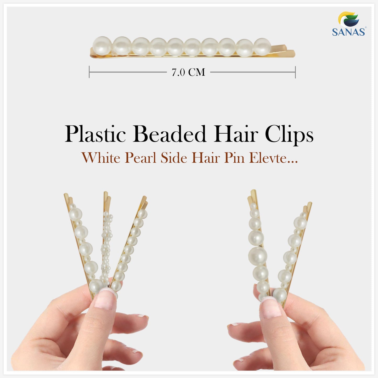 Sanas Pearl Bobby Pins - 5Pcs