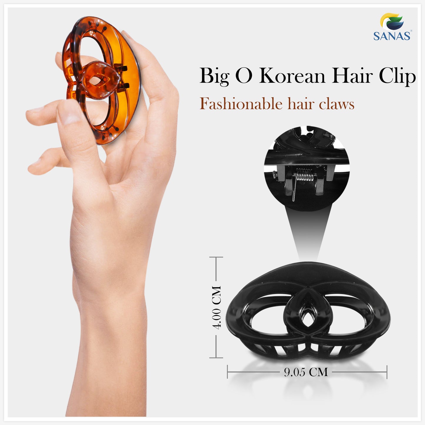 Sanas Hair Clip Korean Big O - 2Pcs