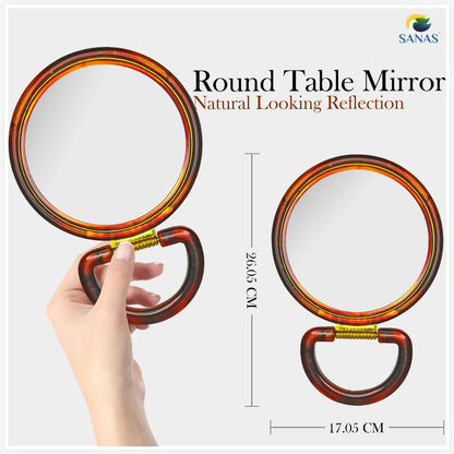 Sanas Round Brown Table Mirror - 1Pc