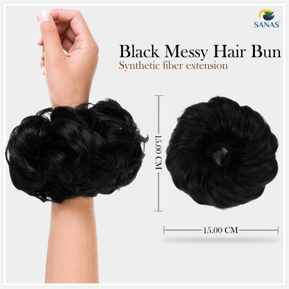 Sanas Synthetic Hair Bun Extension Black - 1Pc