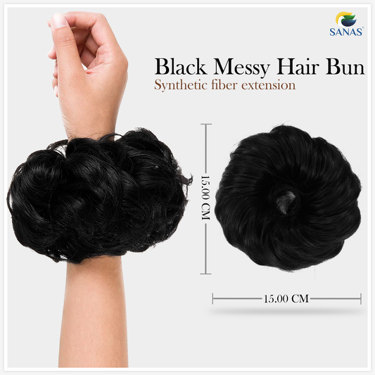 Sanas Synthetic Hair Bun Extension Black - 1Pc