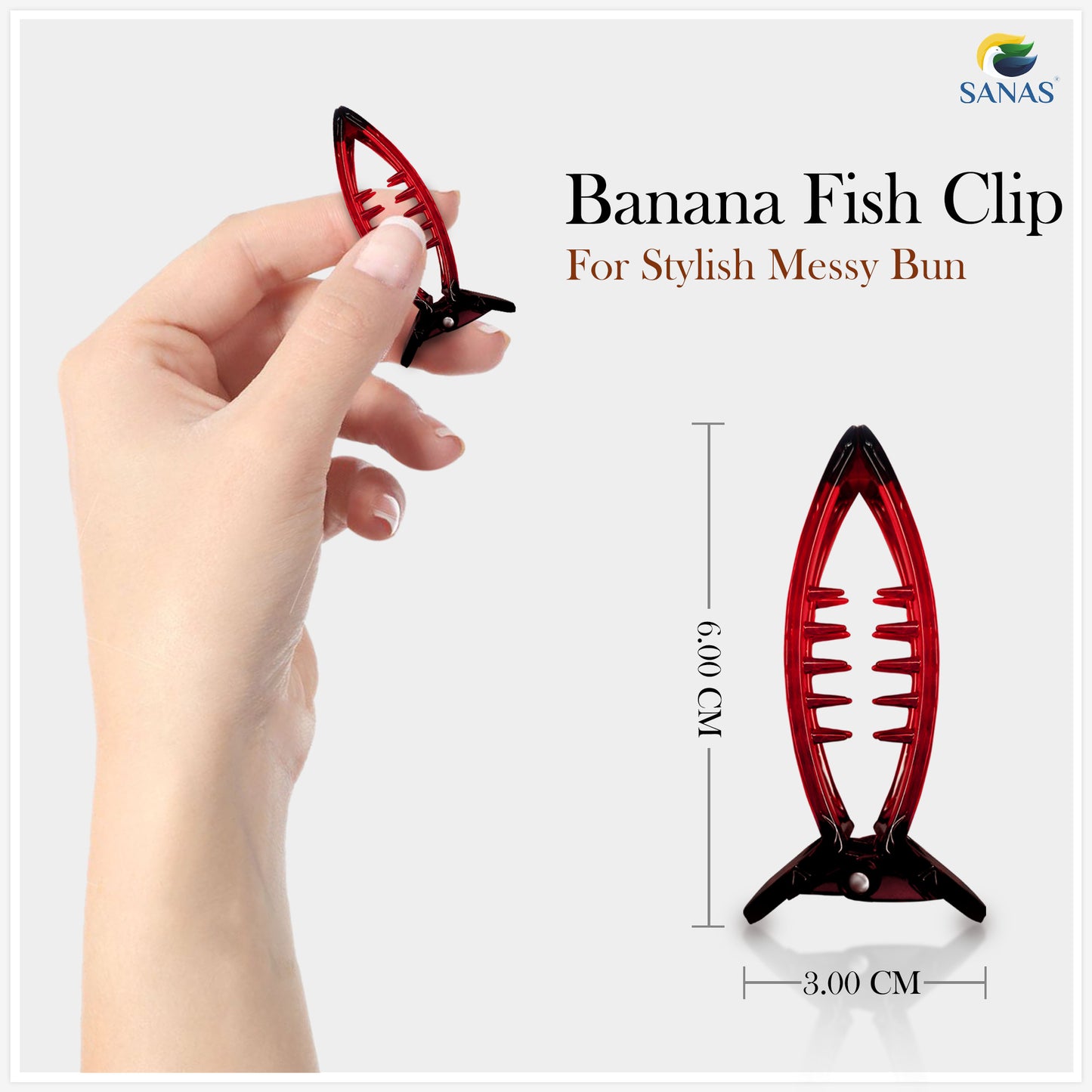 Sanas Small Fish Banana Clips - 6Pcs