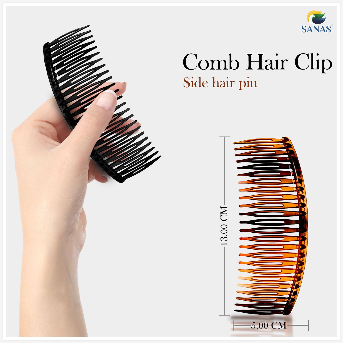 Sanas Comb Clip Side Hair Pin - 2Pcs