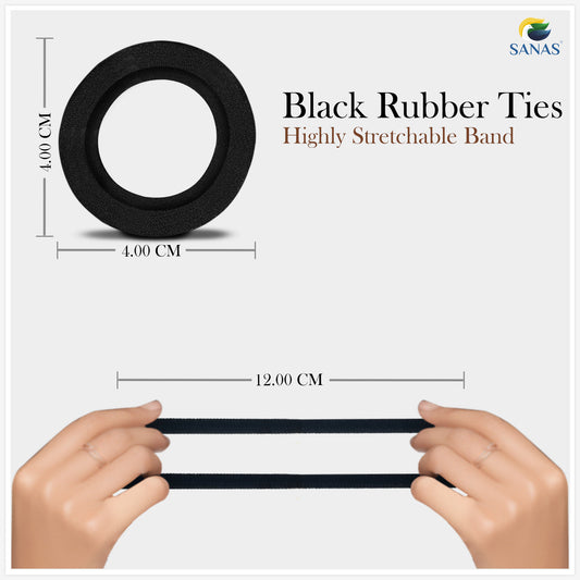 Sanas Black Rubber Band - 48Pcs