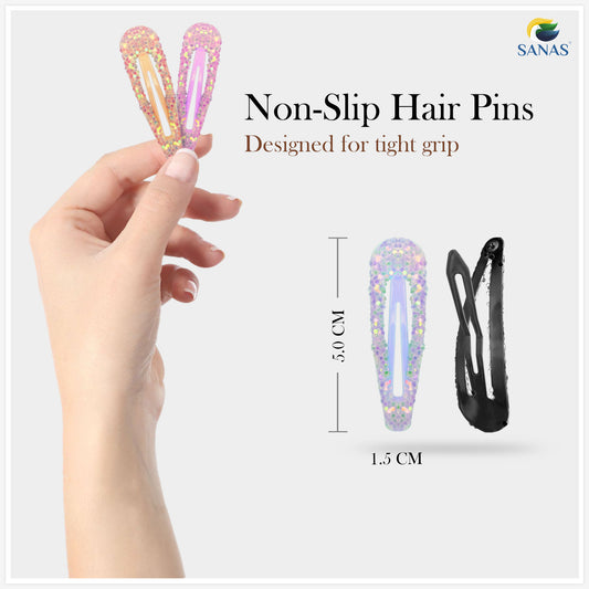 Sanas Multicolor Glitter Pins - 12Pcs