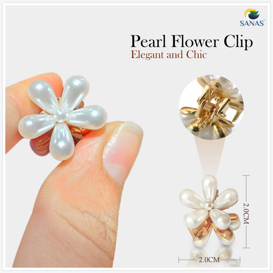 Sanas Pearl Flower Clip Small - 10Pcs