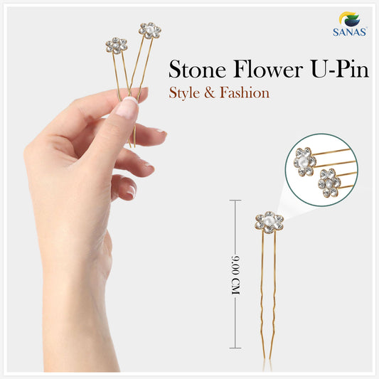 Sanas Pearl and Stone U Pin - 24Pcs