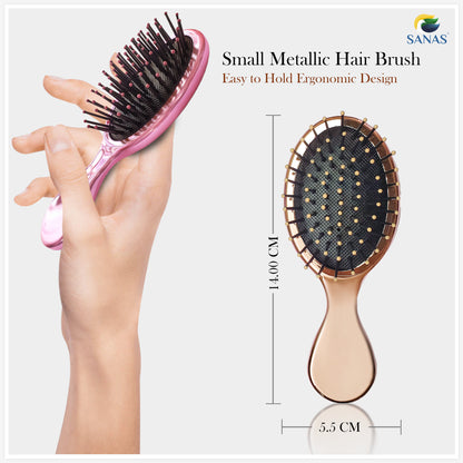 Sanas Metallic Paddle Cushion Hair Brush - 3Pcs