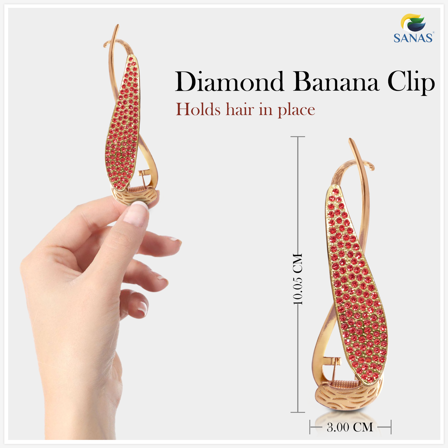 Sanas Diamond Banana Clip Red - 1Pc