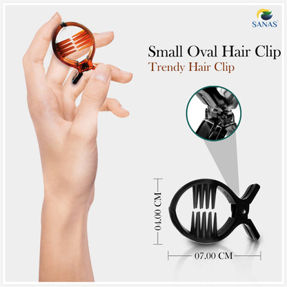 Sanas Small Oval Hair Clips - 4Pcs