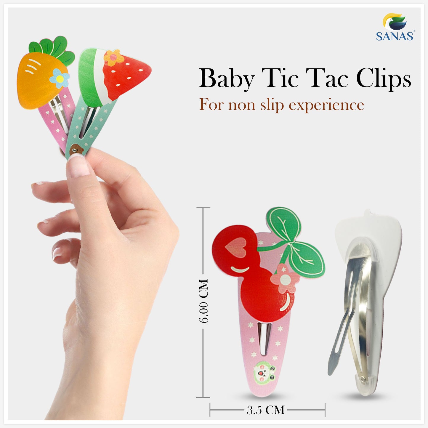 Sanas Fruit Shape Tic Tac Pin for Girls - 10Pcs