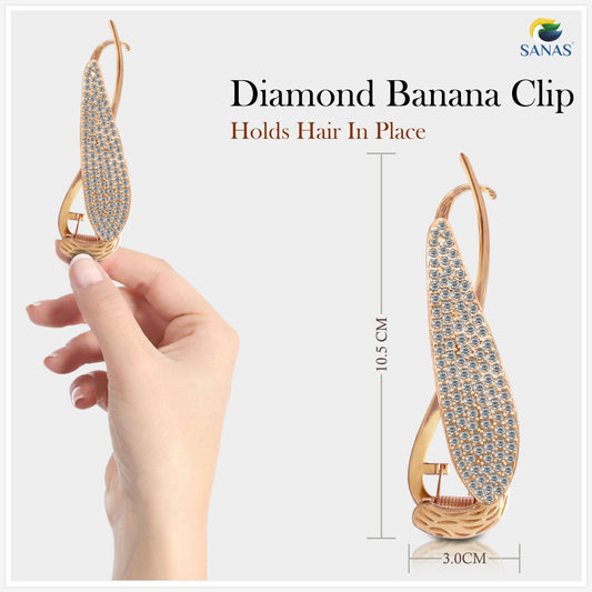 Sanas Diamond White Banana Hair Clip - 1Pc