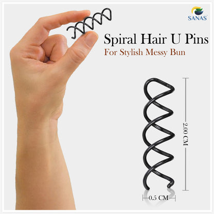 Sanas Black Spiral Hair Pin - 10Pcs