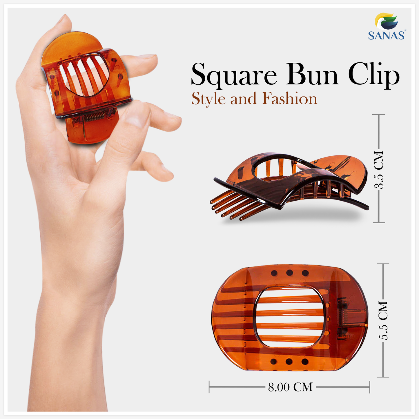 Sanas Square Bun Hair Clip - 4Pcs