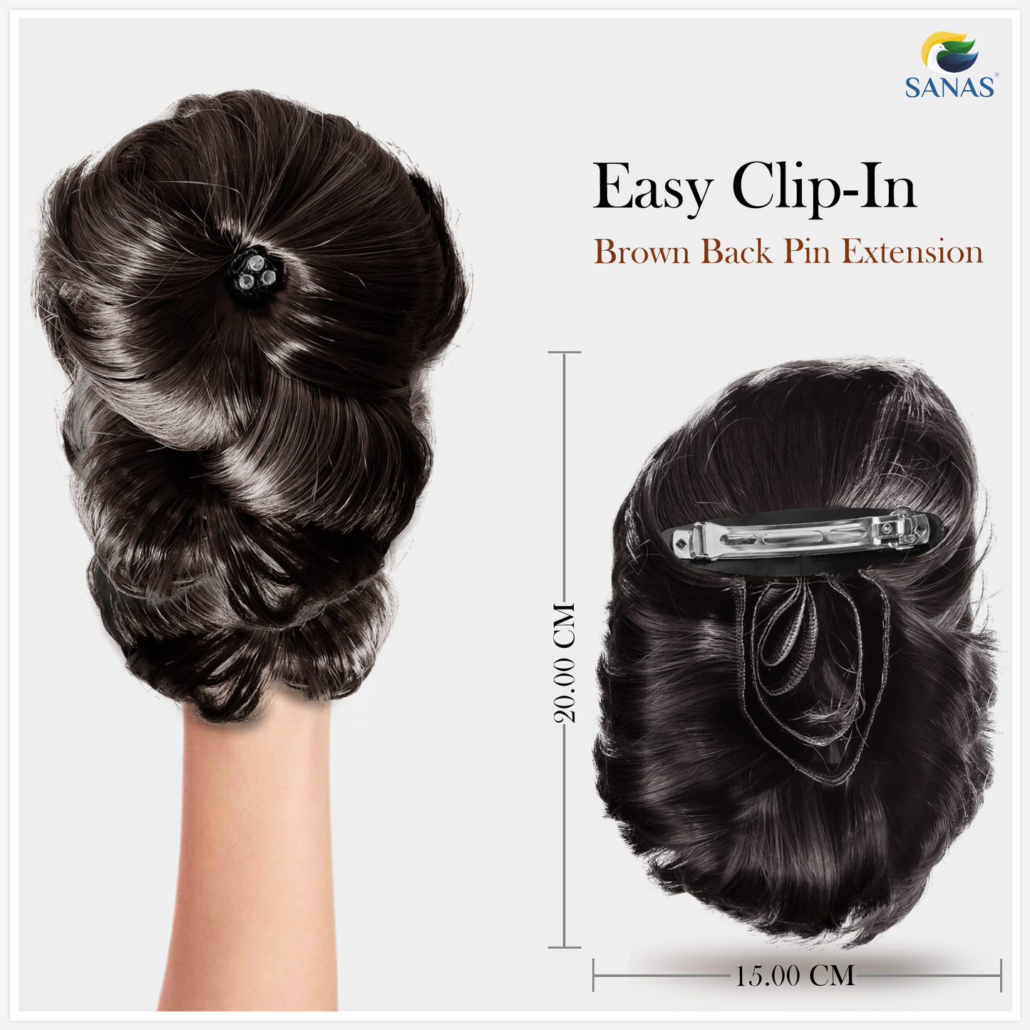 Sanas Bun with Back Pin BROWN - 1Pc