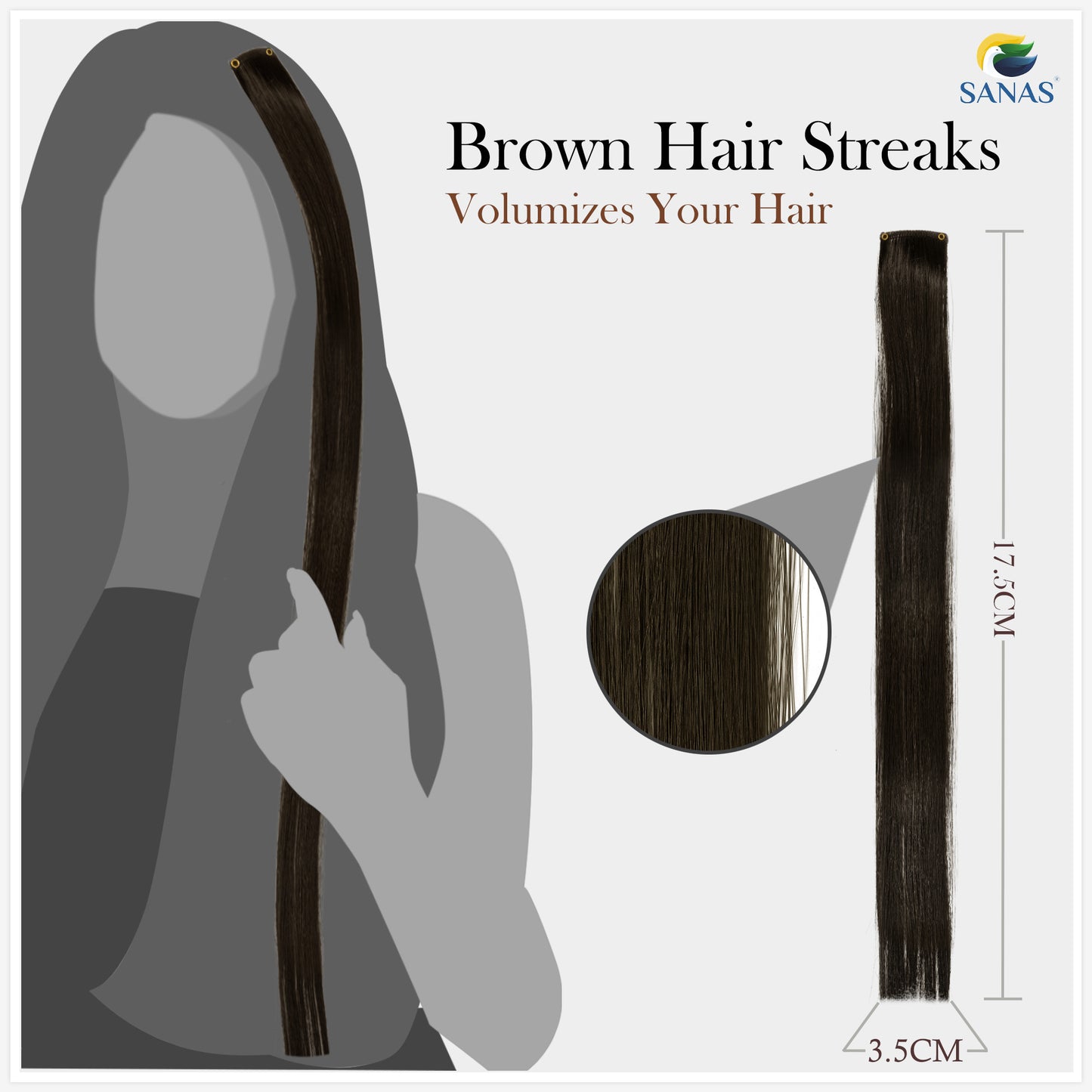 Sanas Brown Streaks Hair Extension - 6Pcs