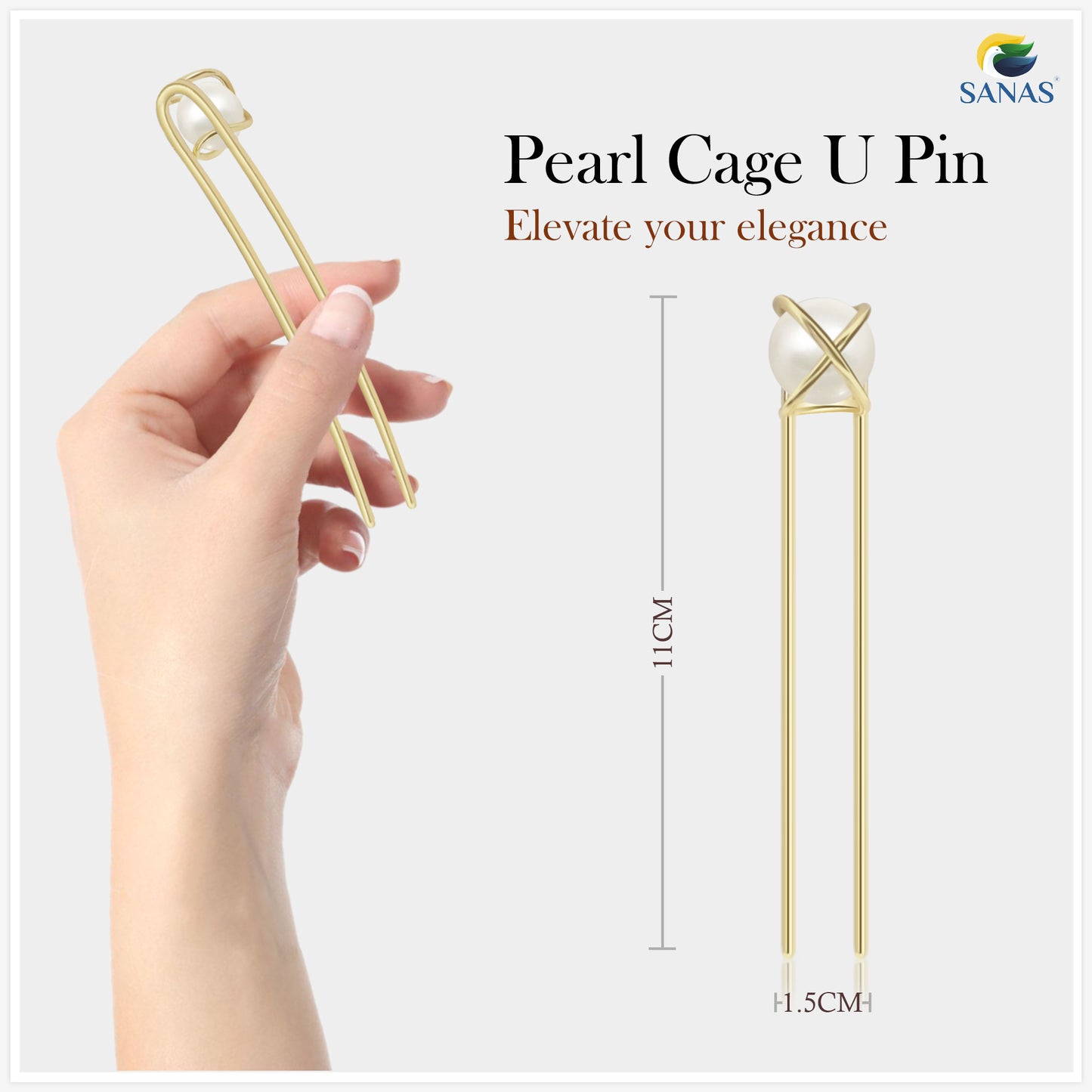 Sanas Pearl Cage U Pin - 1Pc