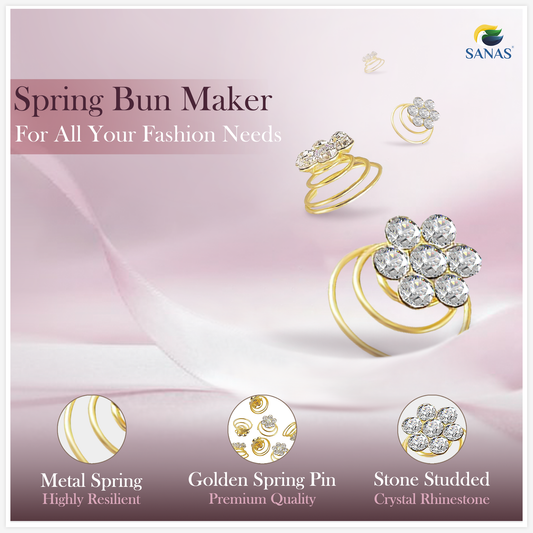 Sanas Spring Bun Maker Crystal Hair Pin - 36Pcs