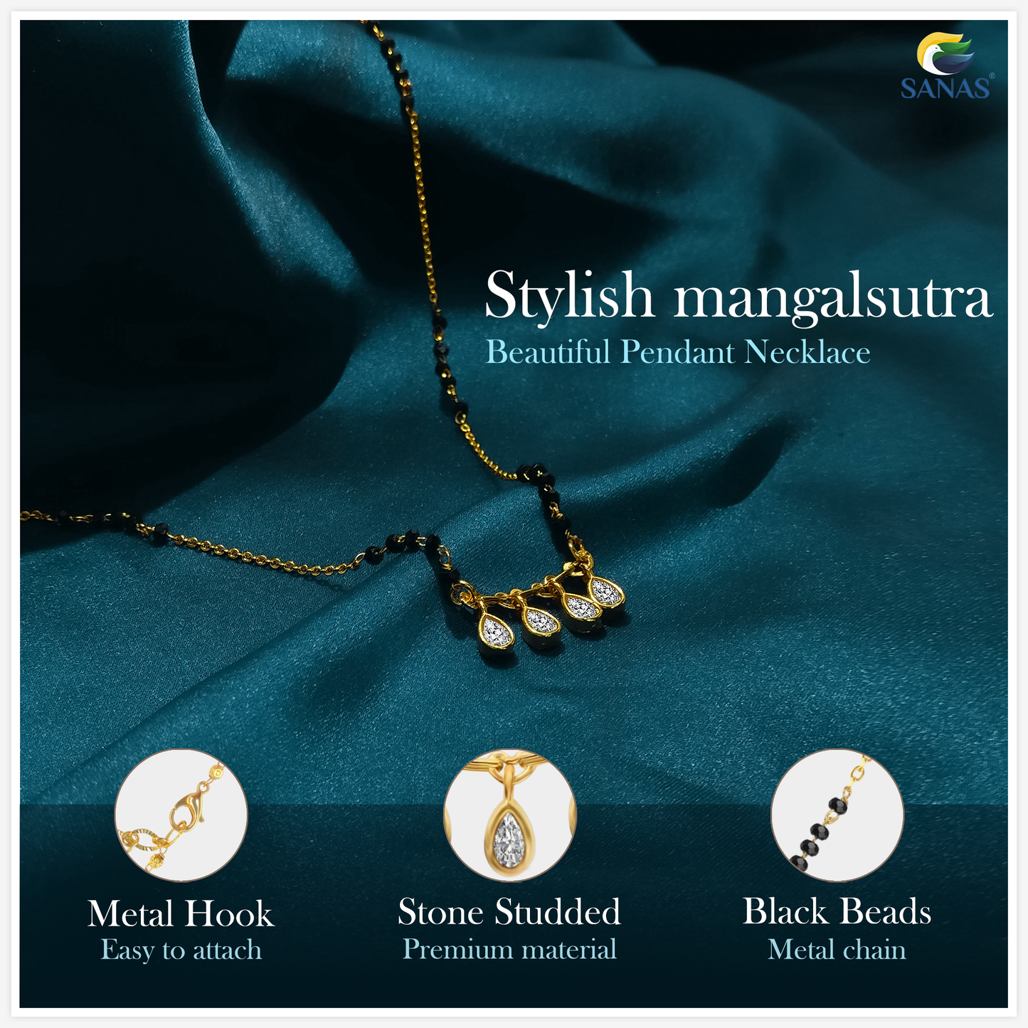 Sanas Water Drop Shape Mangalsutra Pendant - 1Pc