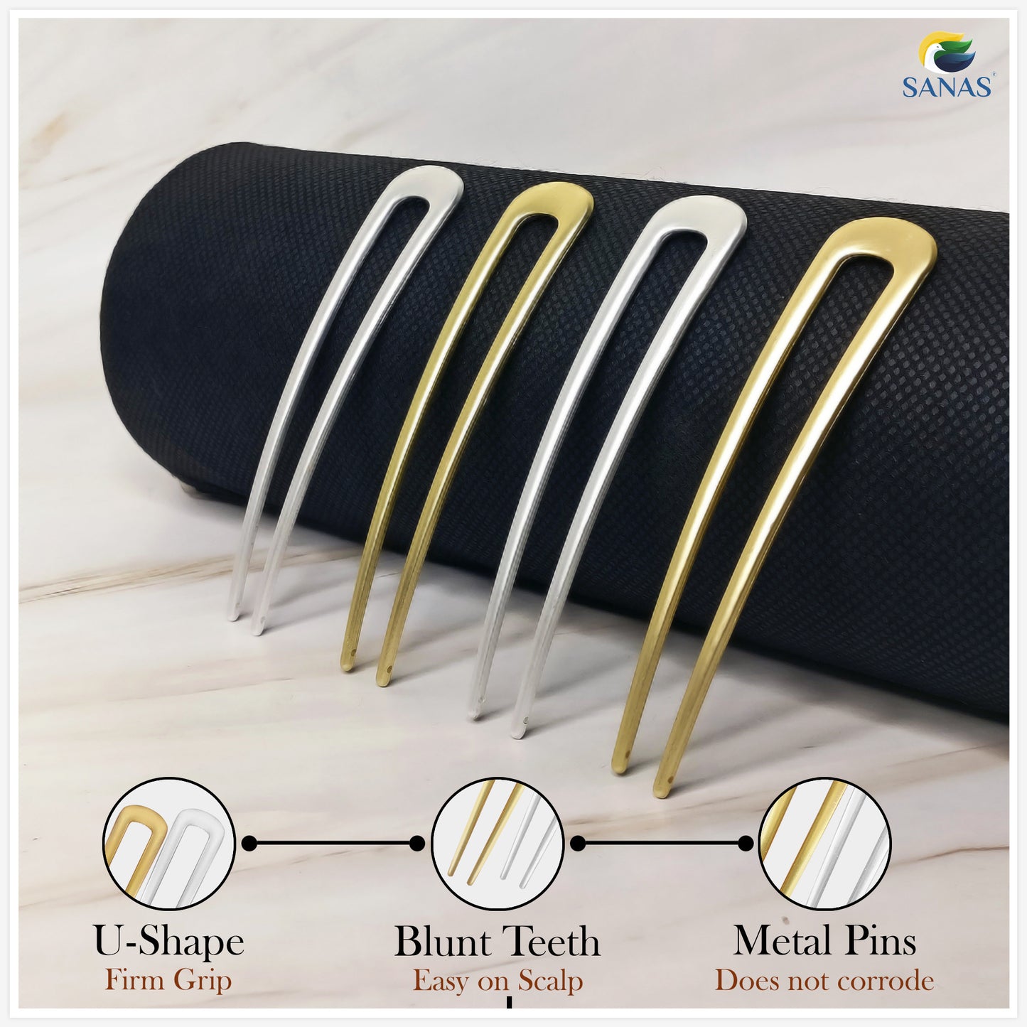 Sanas Metal Hair U Pin - 4Pcs