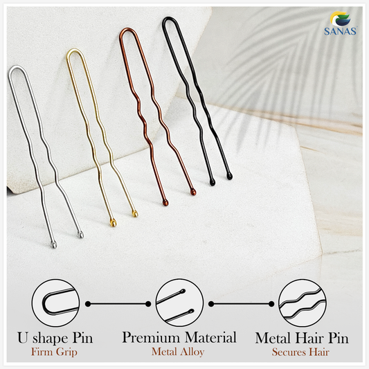 Sanas (250Pcs) Hair Pins For Women Wedding & Girls Bobby Pins For Hair Stylish U Pin For Hair (Bronze Gold Brown Black)