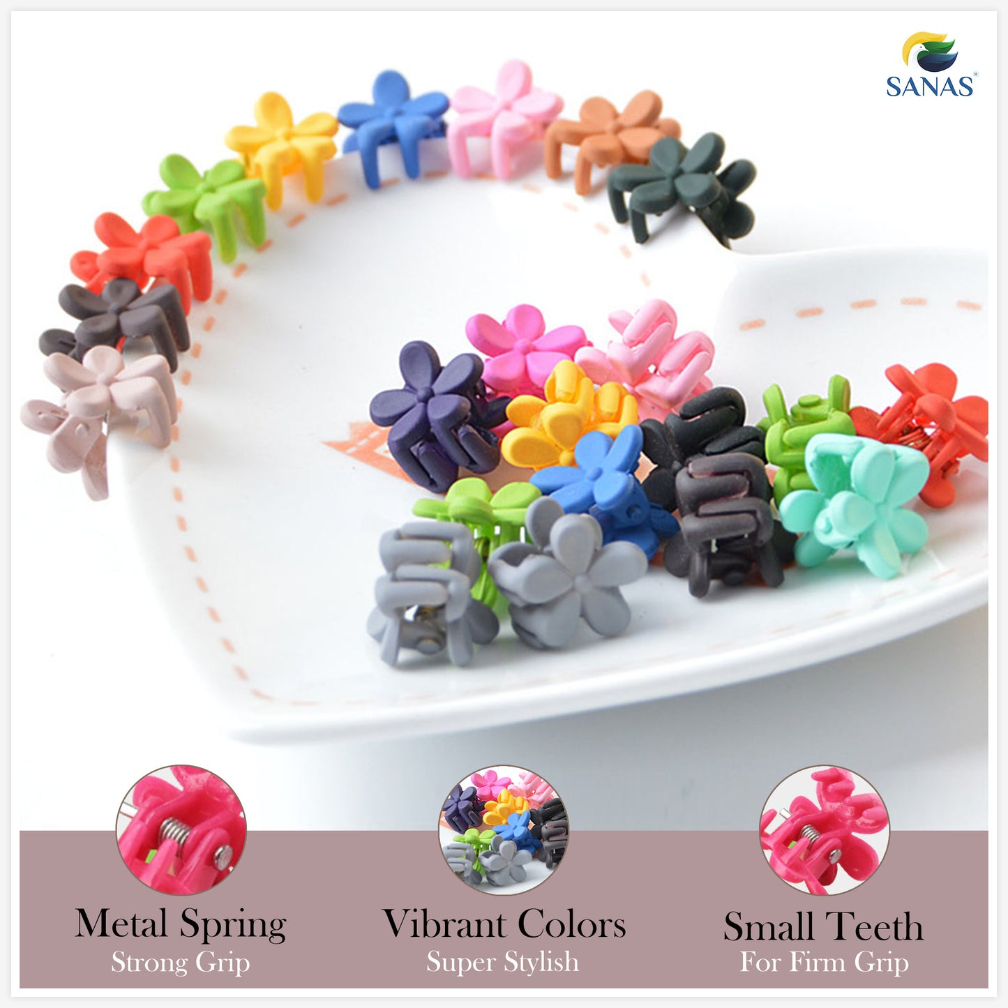 Sanas Mini Flower Small Clips - 10Pcs