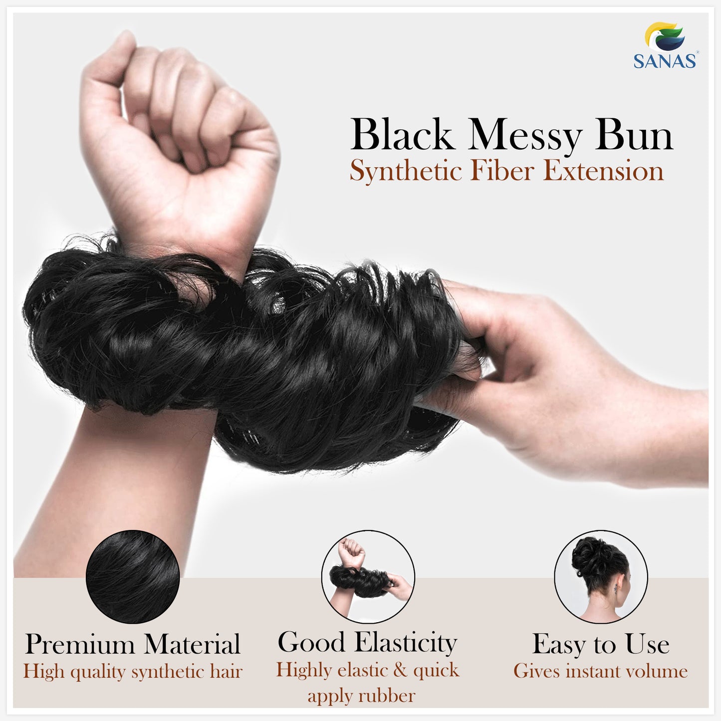 Sanas Black Hair Extension Rubbers - 4Pcs