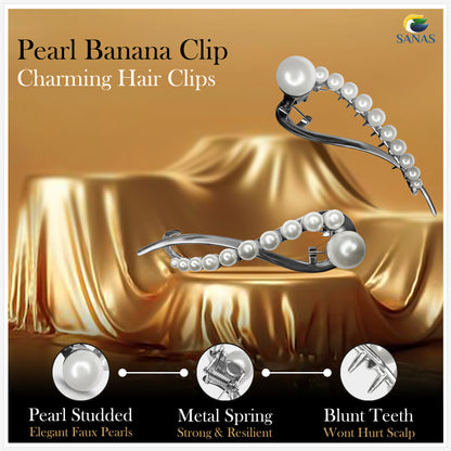 Sanas Pearl Banana Hair Clip - 1Pc