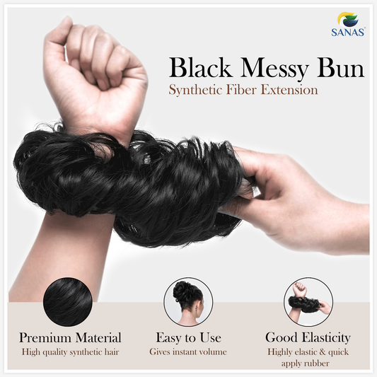 Sanas Synthetic Hair Bun Extension Black - 1Pc