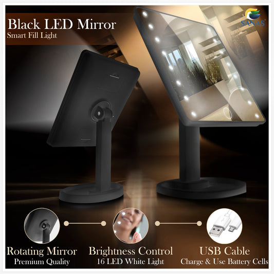 Sanas Black Rectangle 16 LED Mirror - 1Pc