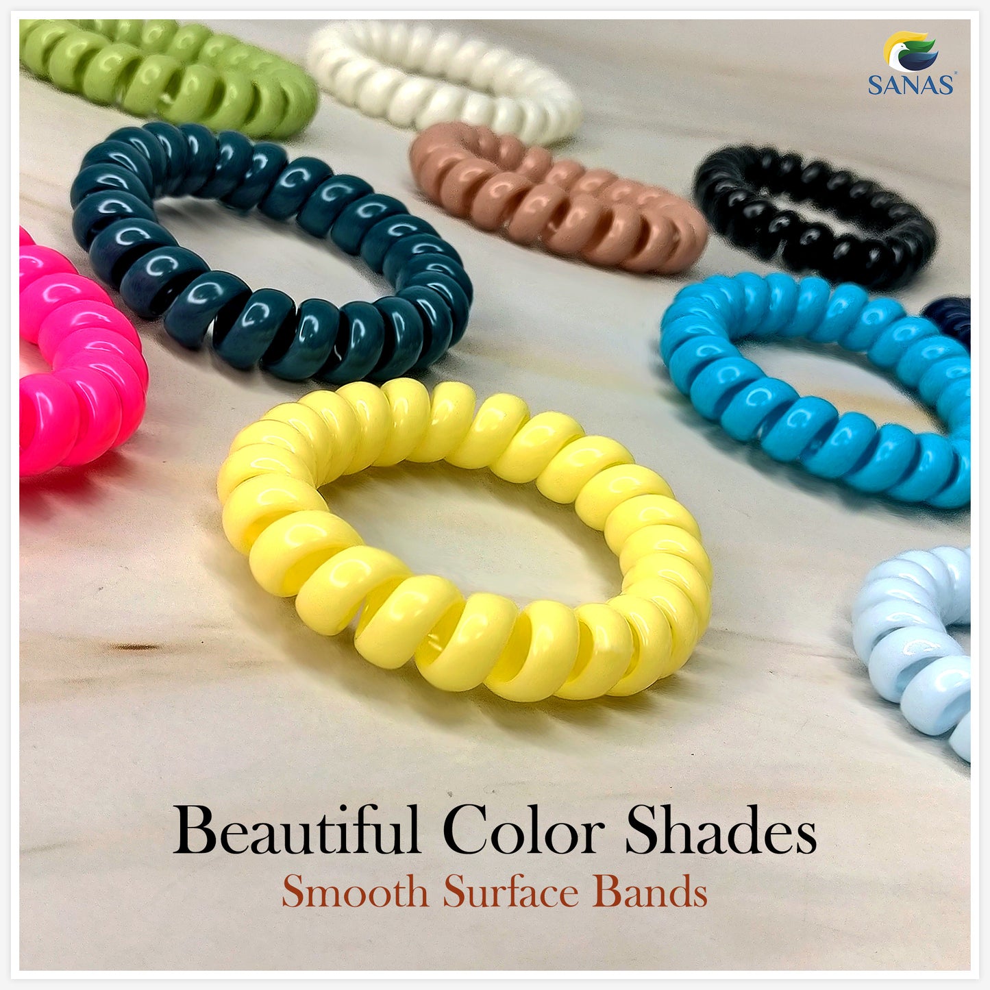 Sanas Colorful Spiral Hair Tie - 10Pcs