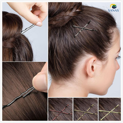 Sanas (250Pcs) Hair Pins For Women Wedding Hair Clips For Hair Styling Hair Pins For Girls (Bronze Gold Silver Brown Black)