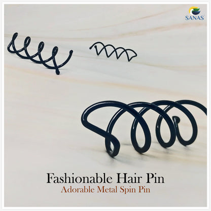 Sanas Black Spiral Hair Pin - 10Pcs