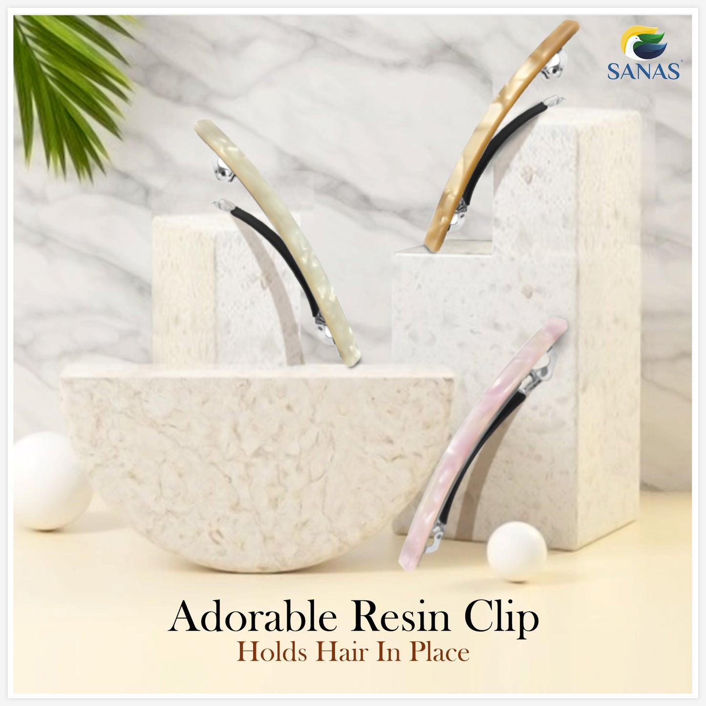 Sanas Long Bar Resin Clips - 3Pcs