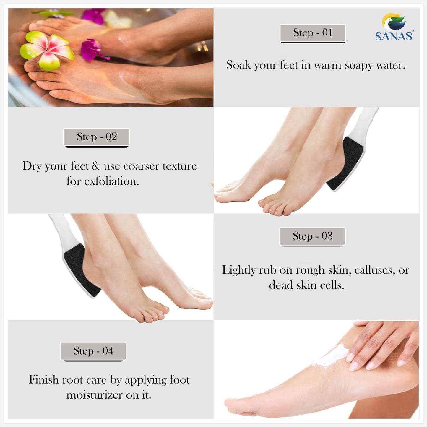 Sanas Dead Skin Remover Foot Scrubber - 1Pc