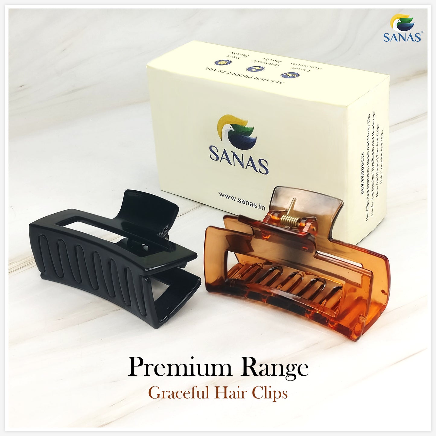 Sanas Large Rectangle Hair Clip - 3Pcs