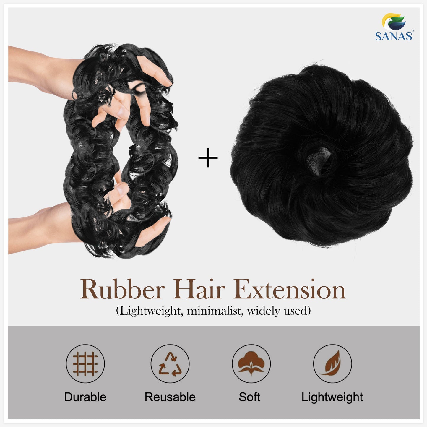 Sanas Bun Rubber Bands Extension Black - 1Pc