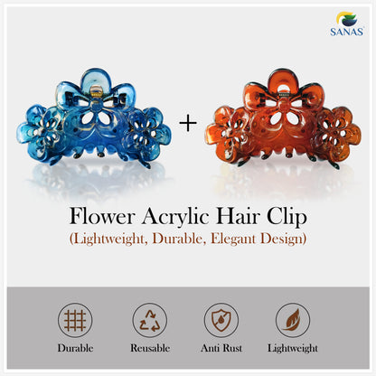 Sanas Flower Multicolor Hair Clip - 4Pcs