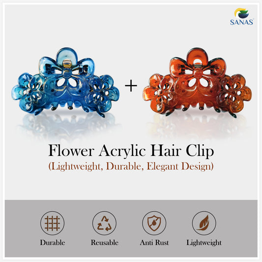 Sanas Flower Multicolor Hair Clip - 4Pcs