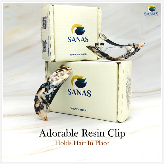 Sanas Resin Wave Shape Tortoise Shell Barrette  hair clip - 1Pc