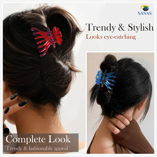 Sanas Elegant Multi-Color Butterfly Hair Clips - 4Pcs