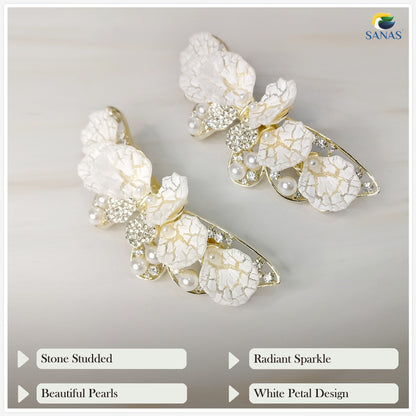 Sanas Butterfly White Petal Clip - 1Pc