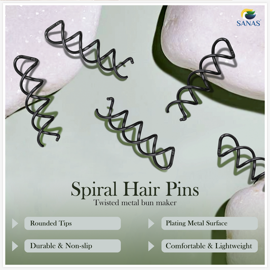 Sanas Spiral Clip Pins Black - 5Pcs